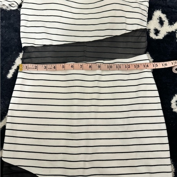 Gianni Bini Mesh One Shoulder Striped Mini Dress - Picture 12 of 13